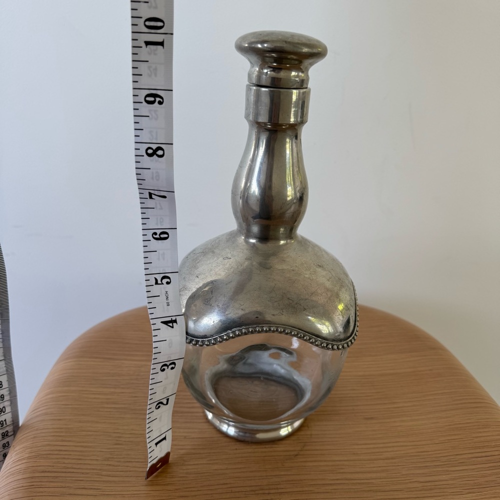 Antique / Vintage Malta Decanter Clear Glass and Pewter Made in France - Picture 7 of 10